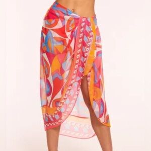NWT Ramy Brook Iona Coverup Wrap Skirt in Retro Apricot. Size Large.